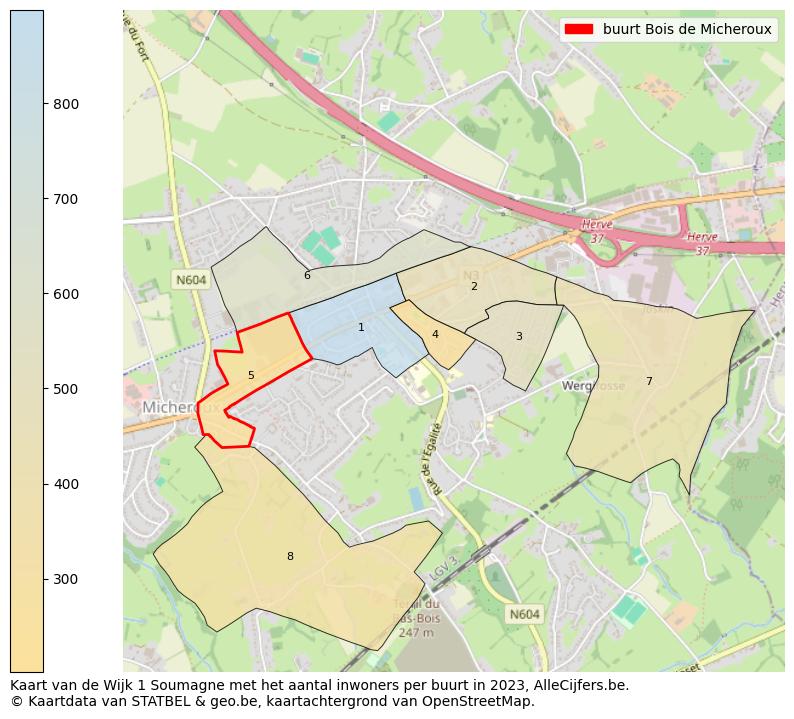 Aantal inwoners op de kaart van de buurt Bois de Micheroux: Op deze pagina vind je veel informatie over inwoners (zoals de verdeling naar leeftijdsgroepen, gezinssamenstelling, geslacht, autochtoon of Belgisch met een immigratie achtergrond,...), woningen (aantallen, types, prijs ontwikkeling, gebruik, type eigendom,...) en méér (autobezit, energieverbruik,...)  op basis van open data van STATBEL en diverse andere bronnen!