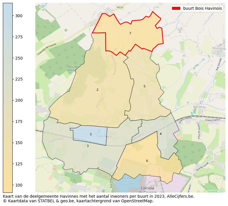 Aantal inwoners op de kaart van de buurt Bois Havinois: Op deze pagina vind je veel informatie over inwoners (zoals de verdeling naar leeftijdsgroepen, gezinssamenstelling, geslacht, autochtoon of Belgisch met een immigratie achtergrond,...), woningen (aantallen, types, prijs ontwikkeling, gebruik, type eigendom,...) en méér (autobezit, energieverbruik,...)  op basis van open data van STATBEL en diverse andere bronnen!