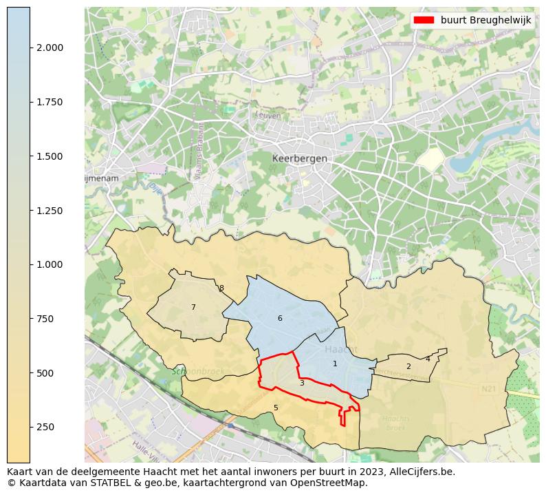 Aantal inwoners op de kaart van de buurt Breughelwijk: Op deze pagina vind je veel informatie over inwoners (zoals de verdeling naar leeftijdsgroepen, gezinssamenstelling, geslacht, autochtoon of Belgisch met een immigratie achtergrond,...), woningen (aantallen, types, prijs ontwikkeling, gebruik, type eigendom,...) en méér (autobezit, energieverbruik,...)  op basis van open data van STATBEL en diverse andere bronnen!