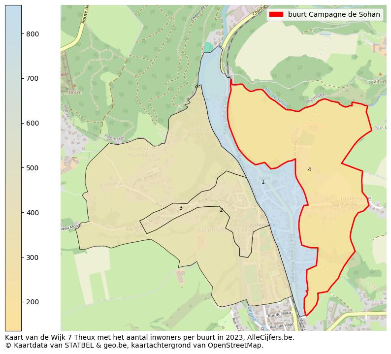 Aantal inwoners op de kaart van de buurt Campagne de Sohan: Op deze pagina vind je veel informatie over inwoners (zoals de verdeling naar leeftijdsgroepen, gezinssamenstelling, geslacht, autochtoon of Belgisch met een immigratie achtergrond,...), woningen (aantallen, types, prijs ontwikkeling, gebruik, type eigendom,...) en méér (autobezit, energieverbruik,...)  op basis van open data van STATBEL en diverse andere bronnen!