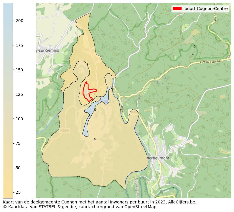 Aantal inwoners op de kaart van de buurt Cugnon-Centre: Op deze pagina vind je veel informatie over inwoners (zoals de verdeling naar leeftijdsgroepen, gezinssamenstelling, geslacht, autochtoon of Belgisch met een immigratie achtergrond,...), woningen (aantallen, types, prijs ontwikkeling, gebruik, type eigendom,...) en méér (autobezit, energieverbruik,...)  op basis van open data van STATBEL en diverse andere bronnen!