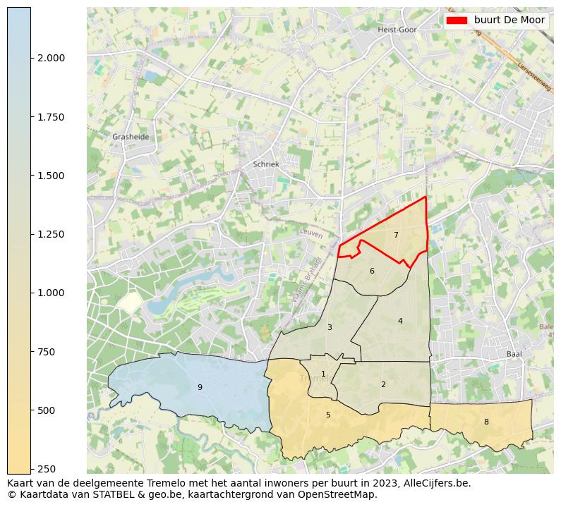 Aantal inwoners op de kaart van de buurt De Moor: Op deze pagina vind je veel informatie over inwoners (zoals de verdeling naar leeftijdsgroepen, gezinssamenstelling, geslacht, autochtoon of Belgisch met een immigratie achtergrond,...), woningen (aantallen, types, prijs ontwikkeling, gebruik, type eigendom,...) en méér (autobezit, energieverbruik,...)  op basis van open data van STATBEL en diverse andere bronnen!