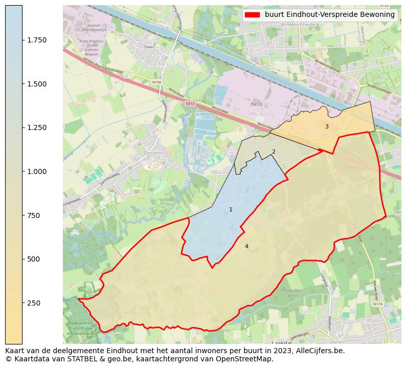 Aantal inwoners op de kaart van de buurt Eindhout-Verspreide Bewoning: Op deze pagina vind je veel informatie over inwoners (zoals de verdeling naar leeftijdsgroepen, gezinssamenstelling, geslacht, autochtoon of Belgisch met een immigratie achtergrond,...), woningen (aantallen, types, prijs ontwikkeling, gebruik, type eigendom,...) en méér (autobezit, energieverbruik,...)  op basis van open data van STATBEL en diverse andere bronnen!