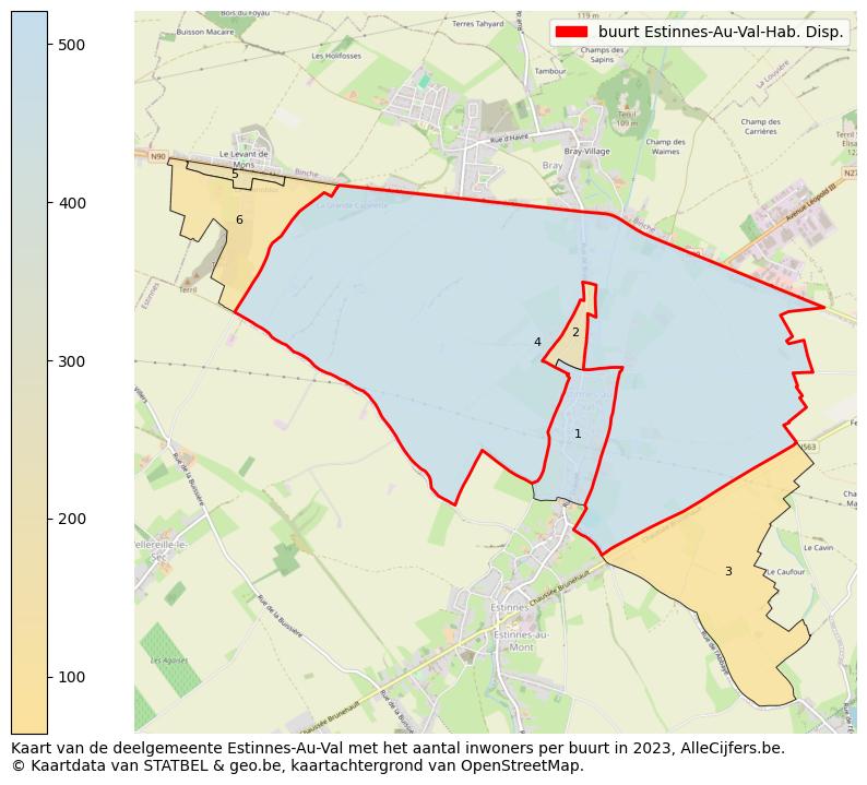 Aantal inwoners op de kaart van de buurt Estinnes-Au-Val-Hab. Disp.: Op deze pagina vind je veel informatie over inwoners (zoals de verdeling naar leeftijdsgroepen, gezinssamenstelling, geslacht, autochtoon of Belgisch met een immigratie achtergrond,...), woningen (aantallen, types, prijs ontwikkeling, gebruik, type eigendom,...) en méér (autobezit, energieverbruik,...)  op basis van open data van STATBEL en diverse andere bronnen!