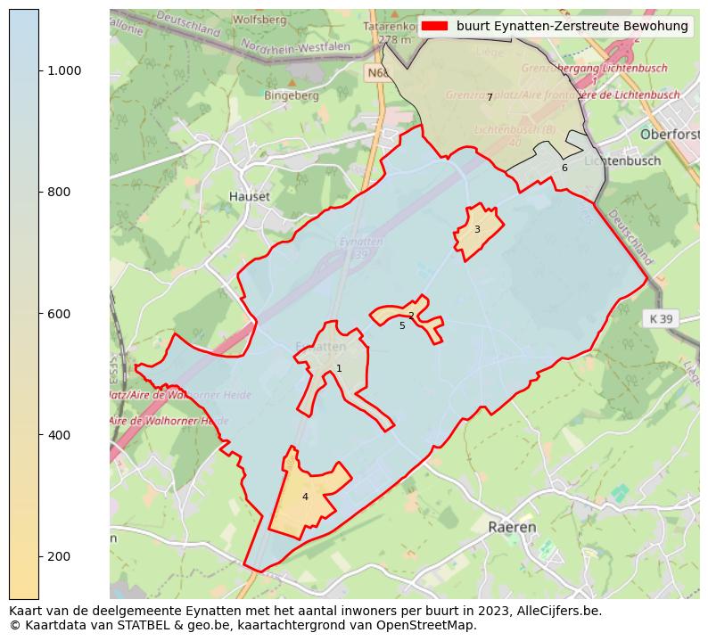 Aantal inwoners op de kaart van de buurt Eynatten-Zerstreute Bewohung: Op deze pagina vind je veel informatie over inwoners (zoals de verdeling naar leeftijdsgroepen, gezinssamenstelling, geslacht, autochtoon of Belgisch met een immigratie achtergrond,...), woningen (aantallen, types, prijs ontwikkeling, gebruik, type eigendom,...) en méér (autobezit, energieverbruik,...)  op basis van open data van STATBEL en diverse andere bronnen!