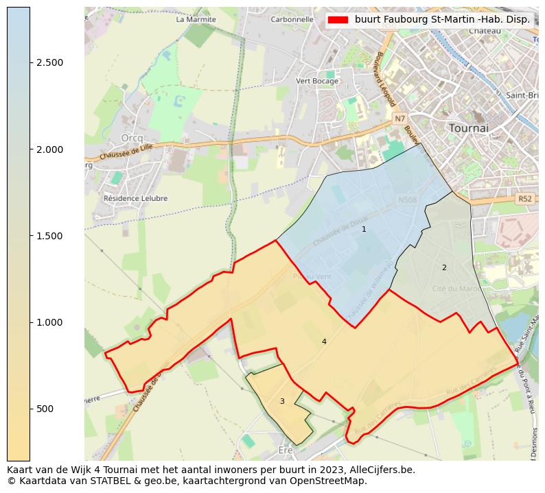 Aantal inwoners op de kaart van de buurt Faubourg St-Martin -Hab. Disp.: Op deze pagina vind je veel informatie over inwoners (zoals de verdeling naar leeftijdsgroepen, gezinssamenstelling, geslacht, autochtoon of Belgisch met een immigratie achtergrond,...), woningen (aantallen, types, prijs ontwikkeling, gebruik, type eigendom,...) en méér (autobezit, energieverbruik,...)  op basis van open data van STATBEL en diverse andere bronnen!