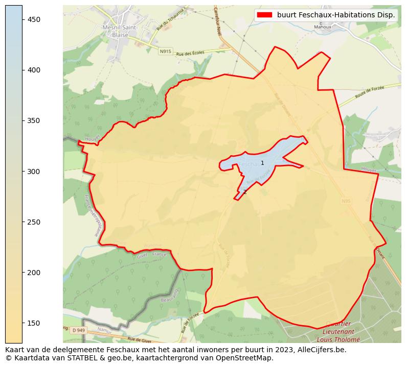 Aantal inwoners op de kaart van de buurt Feschaux-Habitations Disp.: Op deze pagina vind je veel informatie over inwoners (zoals de verdeling naar leeftijdsgroepen, gezinssamenstelling, geslacht, autochtoon of Belgisch met een immigratie achtergrond,...), woningen (aantallen, types, prijs ontwikkeling, gebruik, type eigendom,...) en méér (autobezit, energieverbruik,...)  op basis van open data van STATBEL en diverse andere bronnen!