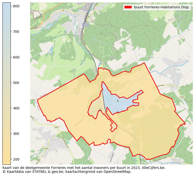 Aantal inwoners op de kaart van de buurt Forrieres-Habitations Disp.: Op deze pagina vind je veel informatie over inwoners (zoals de verdeling naar leeftijdsgroepen, gezinssamenstelling, geslacht, autochtoon of Belgisch met een immigratie achtergrond,...), woningen (aantallen, types, prijs ontwikkeling, gebruik, type eigendom,...) en méér (autobezit, energieverbruik,...)  op basis van open data van STATBEL en diverse andere bronnen!