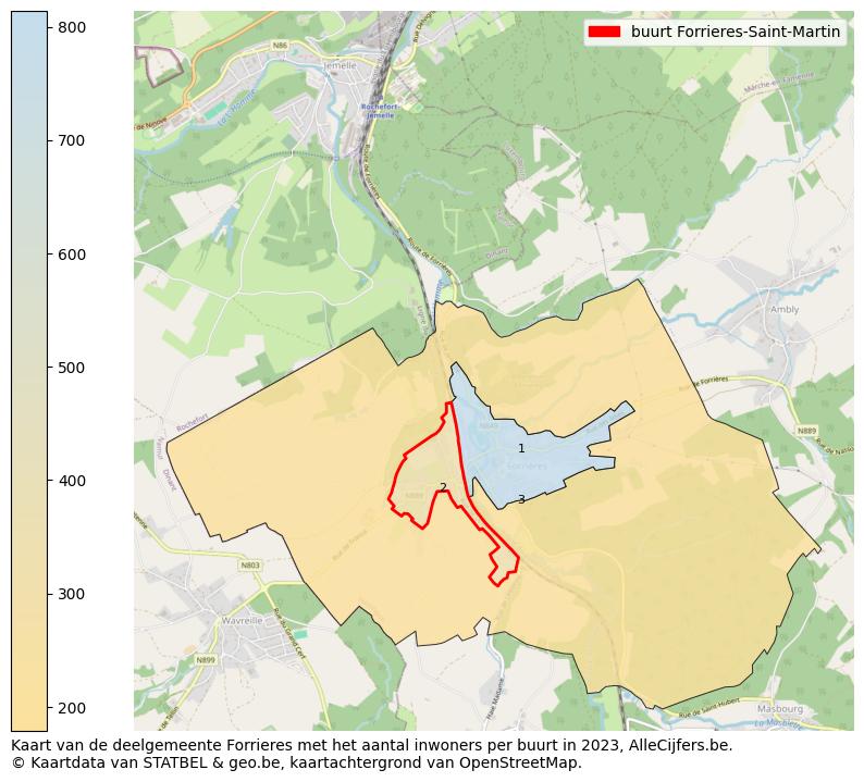 Aantal inwoners op de kaart van de buurt Forrieres-Saint-Martin: Op deze pagina vind je veel informatie over inwoners (zoals de verdeling naar leeftijdsgroepen, gezinssamenstelling, geslacht, autochtoon of Belgisch met een immigratie achtergrond,...), woningen (aantallen, types, prijs ontwikkeling, gebruik, type eigendom,...) en méér (autobezit, energieverbruik,...)  op basis van open data van STATBEL en diverse andere bronnen!