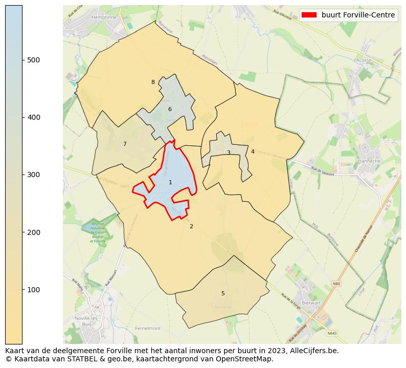 Aantal inwoners op de kaart van de buurt Forville-Centre: Op deze pagina vind je veel informatie over inwoners (zoals de verdeling naar leeftijdsgroepen, gezinssamenstelling, geslacht, autochtoon of Belgisch met een immigratie achtergrond,...), woningen (aantallen, types, prijs ontwikkeling, gebruik, type eigendom,...) en méér (autobezit, energieverbruik,...)  op basis van open data van STATBEL en diverse andere bronnen!