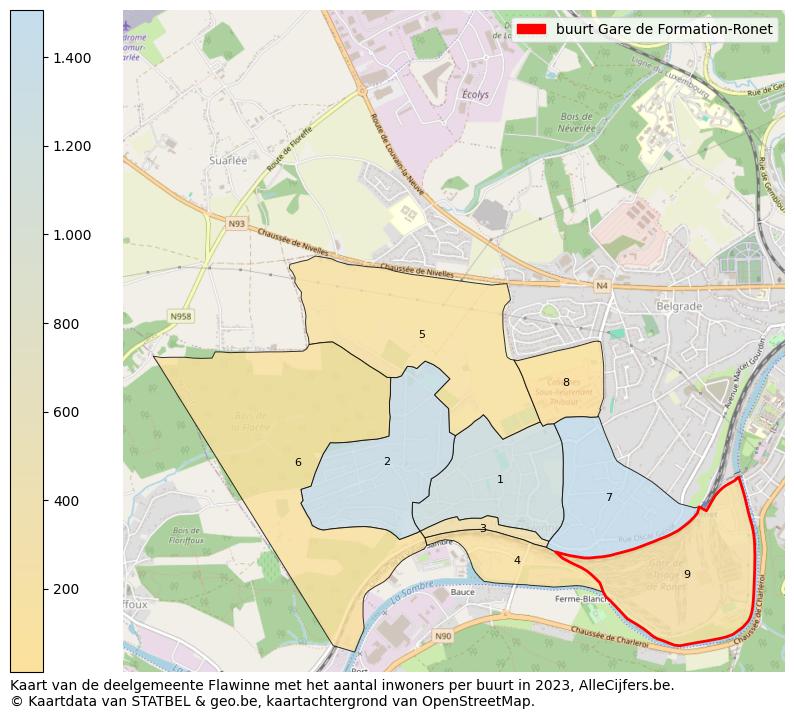 Aantal inwoners op de kaart van de buurt Gare de Formation-Ronet: Op deze pagina vind je veel informatie over inwoners (zoals de verdeling naar leeftijdsgroepen, gezinssamenstelling, geslacht, autochtoon of Belgisch met een immigratie achtergrond,...), woningen (aantallen, types, prijs ontwikkeling, gebruik, type eigendom,...) en méér (autobezit, energieverbruik,...)  op basis van open data van STATBEL en diverse andere bronnen!