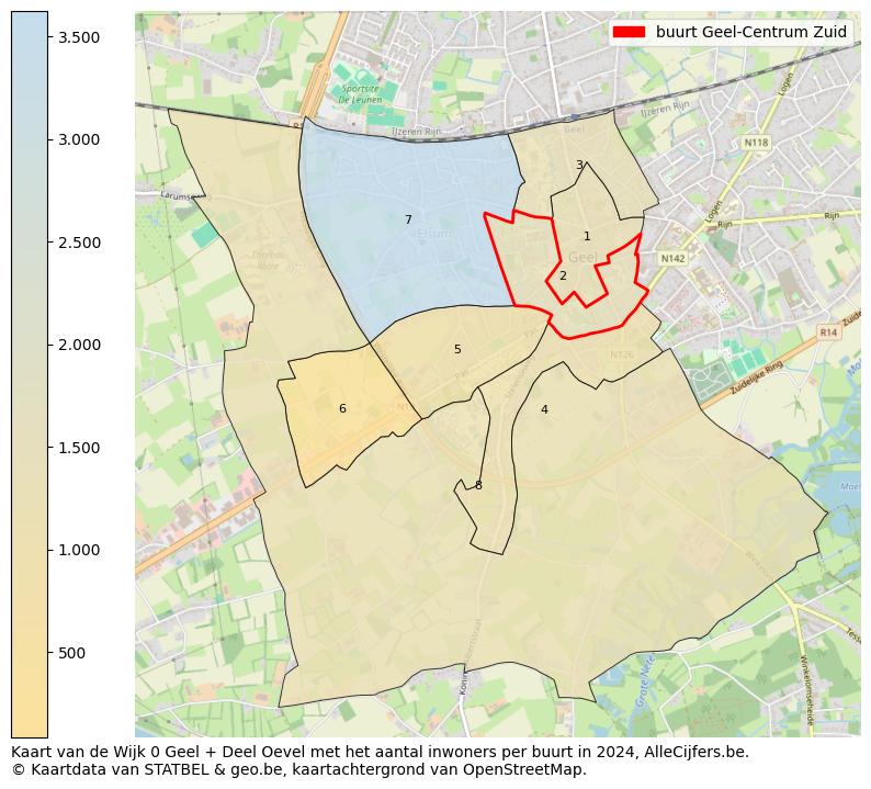 Aantal inwoners op de kaart van de buurt Geel-Centrum Zuid: Op deze pagina vind je veel informatie over inwoners (zoals de verdeling naar leeftijdsgroepen, gezinssamenstelling, geslacht, autochtoon of Belgisch met een immigratie achtergrond,...), woningen (aantallen, types, prijs ontwikkeling, gebruik, type eigendom,...) en méér (autobezit, energieverbruik,...)  op basis van open data van STATBEL en diverse andere bronnen!