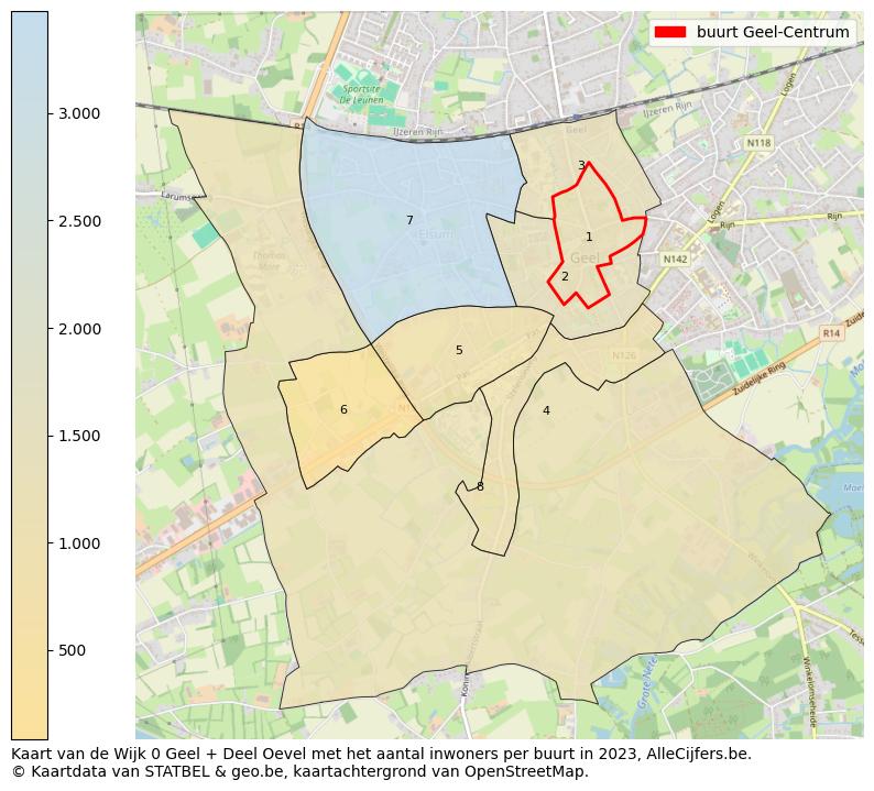 Aantal inwoners op de kaart van de buurt Geel-Centrum: Op deze pagina vind je veel informatie over inwoners (zoals de verdeling naar leeftijdsgroepen, gezinssamenstelling, geslacht, autochtoon of Belgisch met een immigratie achtergrond,...), woningen (aantallen, types, prijs ontwikkeling, gebruik, type eigendom,...) en méér (autobezit, energieverbruik,...)  op basis van open data van STATBEL en diverse andere bronnen!