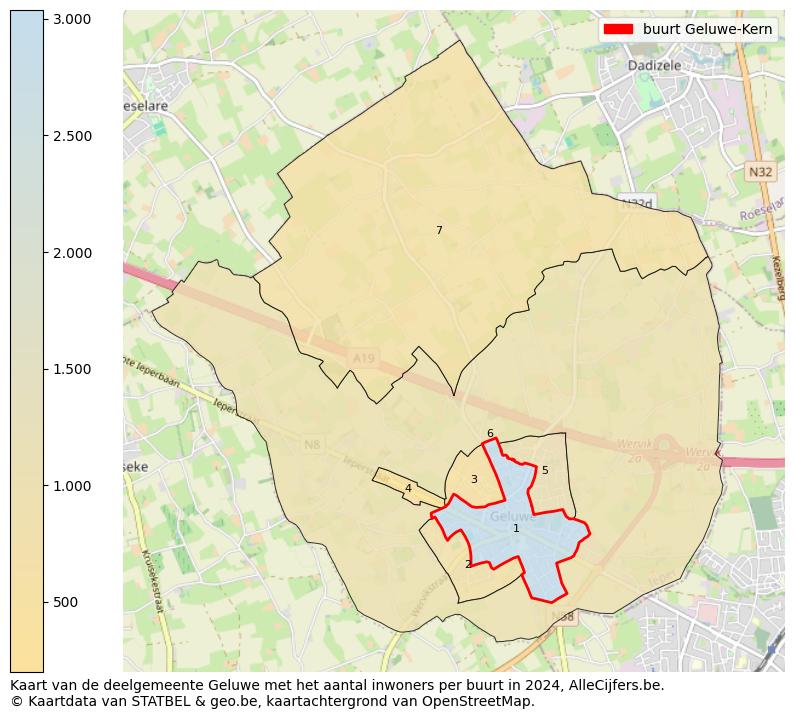 Aantal inwoners op de kaart van de buurt Geluwe-Kern: Op deze pagina vind je veel informatie over inwoners (zoals de verdeling naar leeftijdsgroepen, gezinssamenstelling, geslacht, autochtoon of Belgisch met een immigratie achtergrond,...), woningen (aantallen, types, prijs ontwikkeling, gebruik, type eigendom,...) en méér (autobezit, energieverbruik,...)  op basis van open data van STATBEL en diverse andere bronnen!