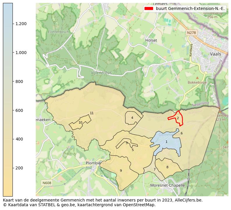 Aantal inwoners op de kaart van de buurt Gemmenich-Extension-N.-E.: Op deze pagina vind je veel informatie over inwoners (zoals de verdeling naar leeftijdsgroepen, gezinssamenstelling, geslacht, autochtoon of Belgisch met een immigratie achtergrond,...), woningen (aantallen, types, prijs ontwikkeling, gebruik, type eigendom,...) en méér (autobezit, energieverbruik,...)  op basis van open data van STATBEL en diverse andere bronnen!