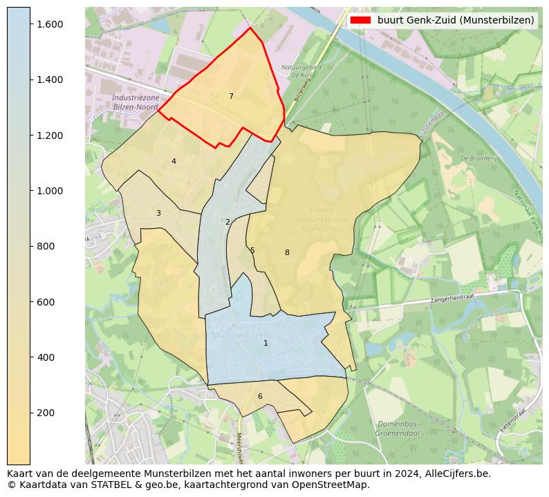 Aantal inwoners op de kaart van de buurt Genk-Zuid (Munsterbilzen): Op deze pagina vind je veel informatie over inwoners (zoals de verdeling naar leeftijdsgroepen, gezinssamenstelling, geslacht, autochtoon of Belgisch met een immigratie achtergrond,...), woningen (aantallen, types, prijs ontwikkeling, gebruik, type eigendom,...) en méér (autobezit, energieverbruik,...)  op basis van open data van STATBEL en diverse andere bronnen!