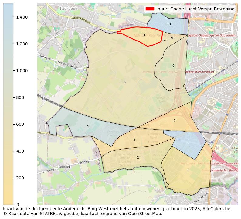 Aantal inwoners op de kaart van de buurt Goede Lucht-Verspr. Bewoning: Op deze pagina vind je veel informatie over inwoners (zoals de verdeling naar leeftijdsgroepen, gezinssamenstelling, geslacht, autochtoon of Belgisch met een immigratie achtergrond,...), woningen (aantallen, types, prijs ontwikkeling, gebruik, type eigendom,...) en méér (autobezit, energieverbruik,...)  op basis van open data van STATBEL en diverse andere bronnen!