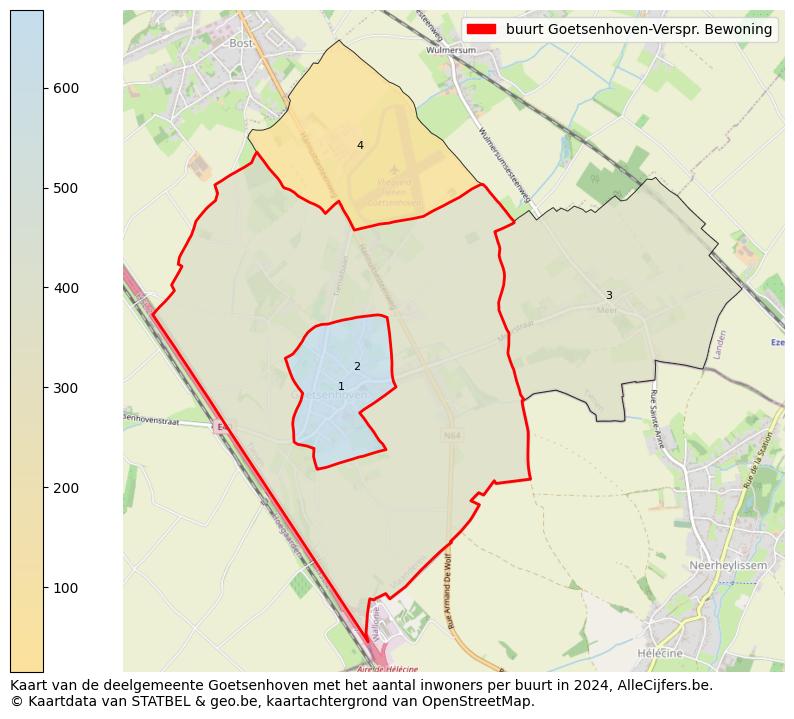 Aantal inwoners op de kaart van de buurt Goetsenhoven-Verspr. Bewoning: Op deze pagina vind je veel informatie over inwoners (zoals de verdeling naar leeftijdsgroepen, gezinssamenstelling, geslacht, autochtoon of Belgisch met een immigratie achtergrond,...), woningen (aantallen, types, prijs ontwikkeling, gebruik, type eigendom,...) en méér (autobezit, energieverbruik,...)  op basis van open data van STATBEL en diverse andere bronnen!