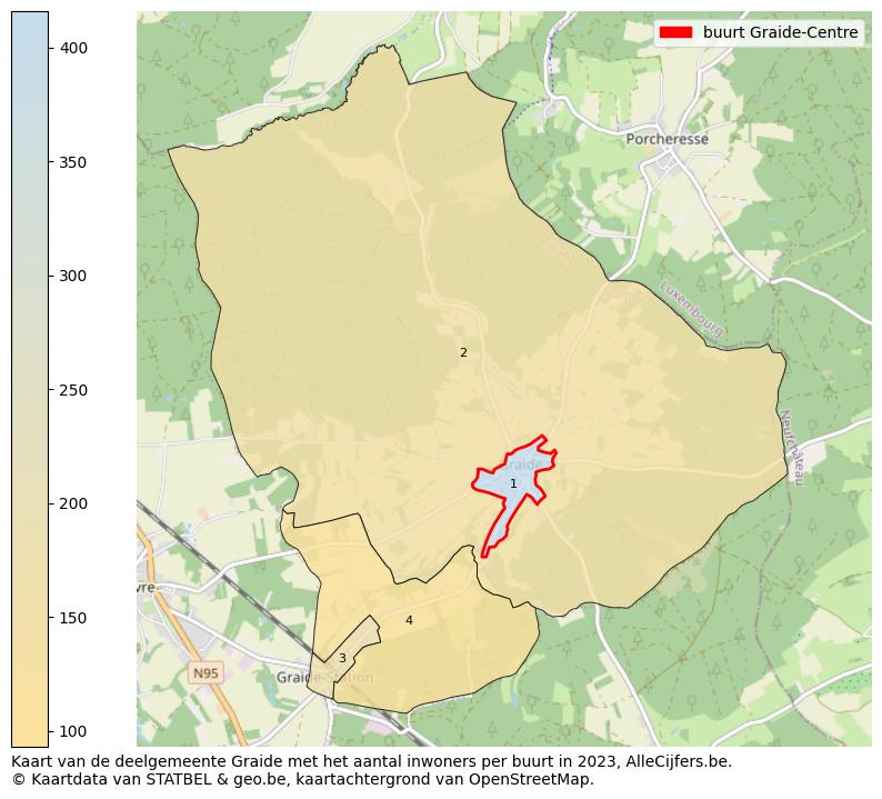 Aantal inwoners op de kaart van de buurt Graide-Centre: Op deze pagina vind je veel informatie over inwoners (zoals de verdeling naar leeftijdsgroepen, gezinssamenstelling, geslacht, autochtoon of Belgisch met een immigratie achtergrond,...), woningen (aantallen, types, prijs ontwikkeling, gebruik, type eigendom,...) en méér (autobezit, energieverbruik,...)  op basis van open data van STATBEL en diverse andere bronnen!