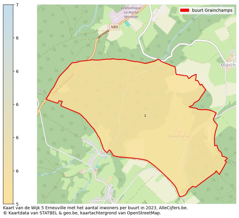 Aantal inwoners op de kaart van de buurt Grainchamps: Op deze pagina vind je veel informatie over inwoners (zoals de verdeling naar leeftijdsgroepen, gezinssamenstelling, geslacht, autochtoon of Belgisch met een immigratie achtergrond,...), woningen (aantallen, types, prijs ontwikkeling, gebruik, type eigendom,...) en méér (autobezit, energieverbruik,...)  op basis van open data van STATBEL en diverse andere bronnen!