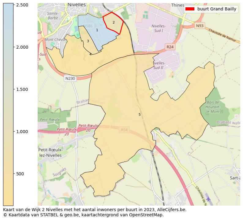 Aantal inwoners op de kaart van de buurt Grand Bailly: Op deze pagina vind je veel informatie over inwoners (zoals de verdeling naar leeftijdsgroepen, gezinssamenstelling, geslacht, autochtoon of Belgisch met een immigratie achtergrond,...), woningen (aantallen, types, prijs ontwikkeling, gebruik, type eigendom,...) en méér (autobezit, energieverbruik,...)  op basis van open data van STATBEL en diverse andere bronnen!
