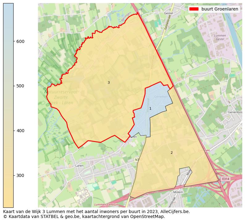 Aantal inwoners op de kaart van de buurt Groenlaren: Op deze pagina vind je veel informatie over inwoners (zoals de verdeling naar leeftijdsgroepen, gezinssamenstelling, geslacht, autochtoon of Belgisch met een immigratie achtergrond,...), woningen (aantallen, types, prijs ontwikkeling, gebruik, type eigendom,...) en méér (autobezit, energieverbruik,...)  op basis van open data van STATBEL en diverse andere bronnen!