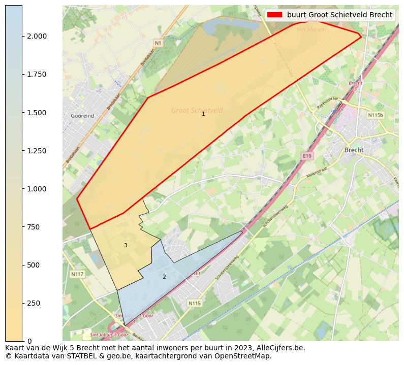 Aantal inwoners op de kaart van de buurt Groot Schietveld: Op deze pagina vind je veel informatie over inwoners (zoals de verdeling naar leeftijdsgroepen, gezinssamenstelling, geslacht, autochtoon of Belgisch met een immigratie achtergrond,...), woningen (aantallen, types, prijs ontwikkeling, gebruik, type eigendom,...) en méér (autobezit, energieverbruik,...)  op basis van open data van STATBEL en diverse andere bronnen!