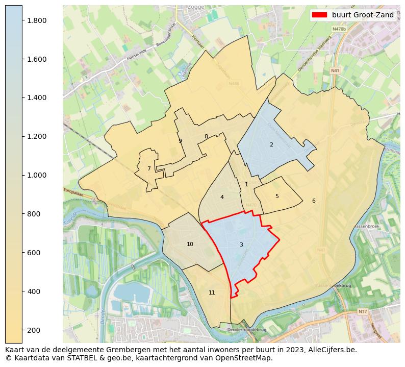 Aantal inwoners op de kaart van de buurt Groot-Zand: Op deze pagina vind je veel informatie over inwoners (zoals de verdeling naar leeftijdsgroepen, gezinssamenstelling, geslacht, autochtoon of Belgisch met een immigratie achtergrond,...), woningen (aantallen, types, prijs ontwikkeling, gebruik, type eigendom,...) en méér (autobezit, energieverbruik,...)  op basis van open data van STATBEL en diverse andere bronnen!