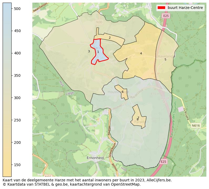 Aantal inwoners op de kaart van de buurt Harze-Centre: Op deze pagina vind je veel informatie over inwoners (zoals de verdeling naar leeftijdsgroepen, gezinssamenstelling, geslacht, autochtoon of Belgisch met een immigratie achtergrond,...), woningen (aantallen, types, prijs ontwikkeling, gebruik, type eigendom,...) en méér (autobezit, energieverbruik,...)  op basis van open data van STATBEL en diverse andere bronnen!