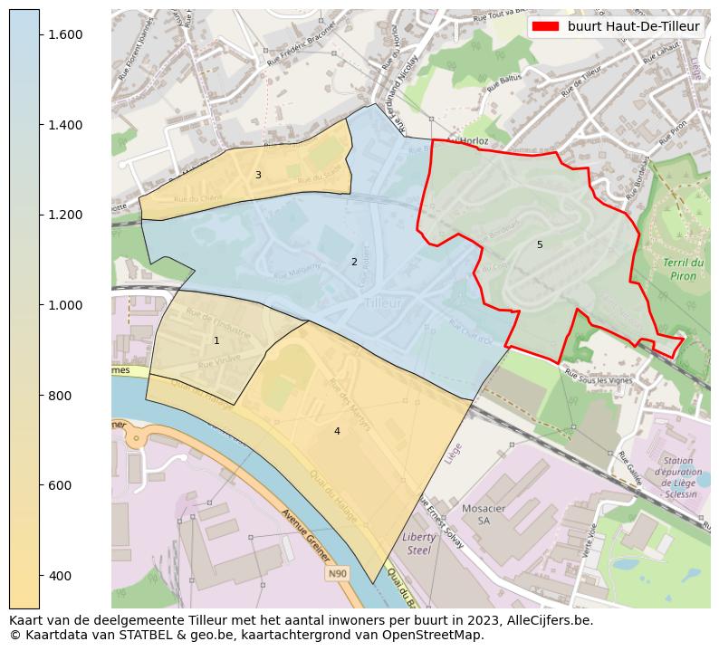 Aantal inwoners op de kaart van de buurt Haut-De-Tilleur: Op deze pagina vind je veel informatie over inwoners (zoals de verdeling naar leeftijdsgroepen, gezinssamenstelling, geslacht, autochtoon of Belgisch met een immigratie achtergrond,...), woningen (aantallen, types, prijs ontwikkeling, gebruik, type eigendom,...) en méér (autobezit, energieverbruik,...)  op basis van open data van STATBEL en diverse andere bronnen!