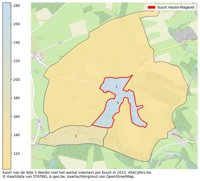 Aantal inwoners op de kaart van de buurt Haute-Mageret: Op deze pagina vind je veel informatie over inwoners (zoals de verdeling naar leeftijdsgroepen, gezinssamenstelling, geslacht, autochtoon of Belgisch met een immigratie achtergrond,...), woningen (aantallen, types, prijs ontwikkeling, gebruik, type eigendom,...) en méér (autobezit, energieverbruik,...)  op basis van open data van STATBEL en diverse andere bronnen!