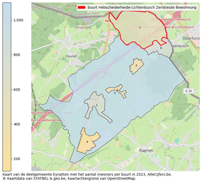 Aantal inwoners op de kaart van de buurt Hebscheiderheide-Lichtenbusch Zerstreute Bewohnung: Op deze pagina vind je veel informatie over inwoners (zoals de verdeling naar leeftijdsgroepen, gezinssamenstelling, geslacht, autochtoon of Belgisch met een immigratie achtergrond,...), woningen (aantallen, types, prijs ontwikkeling, gebruik, type eigendom,...) en méér (autobezit, energieverbruik,...)  op basis van open data van STATBEL en diverse andere bronnen!