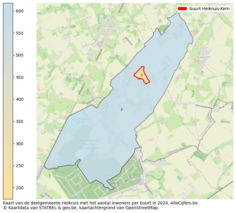 Aantal inwoners op de kaart van de buurt Heikruis-Kern: Op deze pagina vind je veel informatie over inwoners (zoals de verdeling naar leeftijdsgroepen, gezinssamenstelling, geslacht, autochtoon of Belgisch met een immigratie achtergrond,...), woningen (aantallen, types, prijs ontwikkeling, gebruik, type eigendom,...) en méér (autobezit, energieverbruik,...)  op basis van open data van STATBEL en diverse andere bronnen!