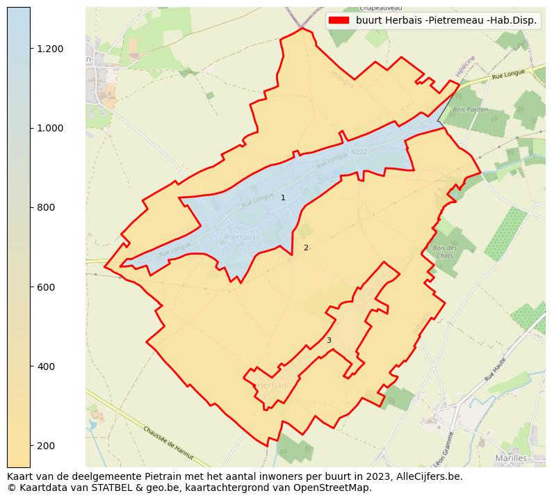 Aantal inwoners op de kaart van de buurt Herbais -Pietremeau -Hab.Disp.: Op deze pagina vind je veel informatie over inwoners (zoals de verdeling naar leeftijdsgroepen, gezinssamenstelling, geslacht, autochtoon of Belgisch met een immigratie achtergrond,...), woningen (aantallen, types, prijs ontwikkeling, gebruik, type eigendom,...) en méér (autobezit, energieverbruik,...)  op basis van open data van STATBEL en diverse andere bronnen!