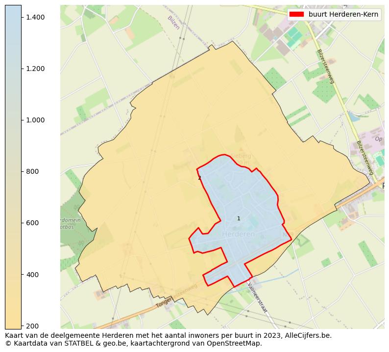 Aantal inwoners op de kaart van de buurt Herderen-Kern: Op deze pagina vind je veel informatie over inwoners (zoals de verdeling naar leeftijdsgroepen, gezinssamenstelling, geslacht, autochtoon of Belgisch met een immigratie achtergrond,...), woningen (aantallen, types, prijs ontwikkeling, gebruik, type eigendom,...) en méér (autobezit, energieverbruik,...)  op basis van open data van STATBEL en diverse andere bronnen!