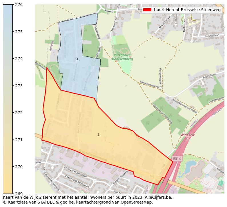 Aantal inwoners op de kaart van de buurt Herent Brusselse Steenweg: Op deze pagina vind je veel informatie over inwoners (zoals de verdeling naar leeftijdsgroepen, gezinssamenstelling, geslacht, autochtoon of Belgisch met een immigratie achtergrond,...), woningen (aantallen, types, prijs ontwikkeling, gebruik, type eigendom,...) en méér (autobezit, energieverbruik,...)  op basis van open data van STATBEL en diverse andere bronnen!