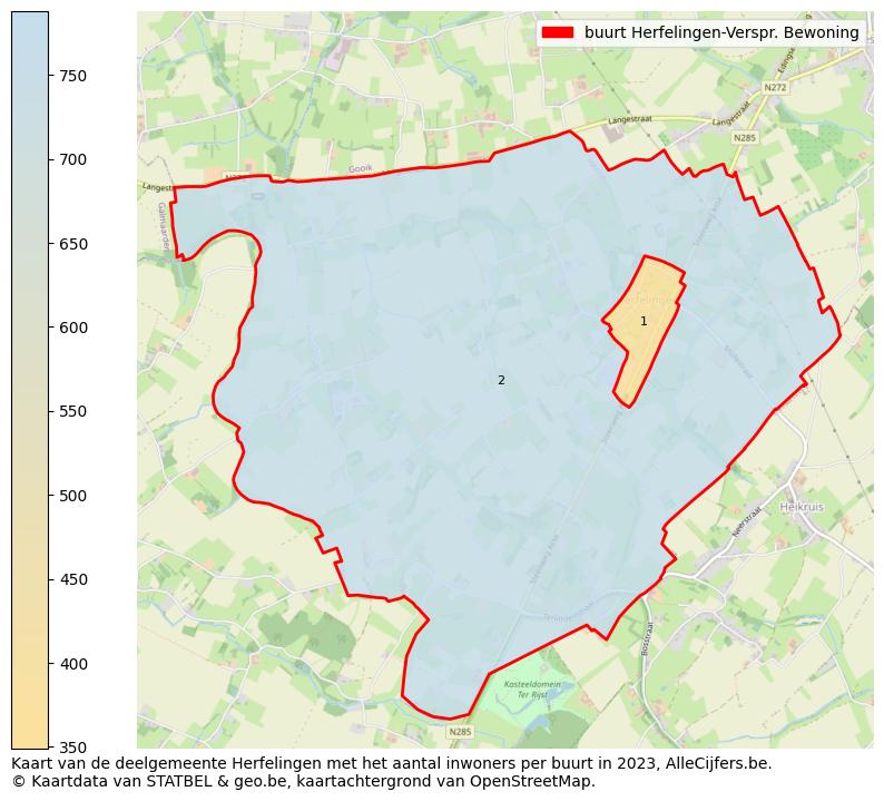 Aantal inwoners op de kaart van de buurt Herfelingen-Verspr. Bewoning: Op deze pagina vind je veel informatie over inwoners (zoals de verdeling naar leeftijdsgroepen, gezinssamenstelling, geslacht, autochtoon of Belgisch met een immigratie achtergrond,...), woningen (aantallen, types, prijs ontwikkeling, gebruik, type eigendom,...) en méér (autobezit, energieverbruik,...)  op basis van open data van STATBEL en diverse andere bronnen!