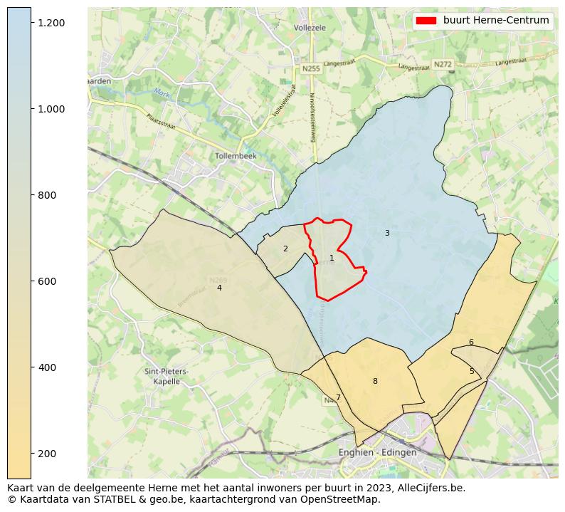 Aantal inwoners op de kaart van de buurt Herne-Centrum: Op deze pagina vind je veel informatie over inwoners (zoals de verdeling naar leeftijdsgroepen, gezinssamenstelling, geslacht, autochtoon of Belgisch met een immigratie achtergrond,...), woningen (aantallen, types, prijs ontwikkeling, gebruik, type eigendom,...) en méér (autobezit, energieverbruik,...)  op basis van open data van STATBEL en diverse andere bronnen!