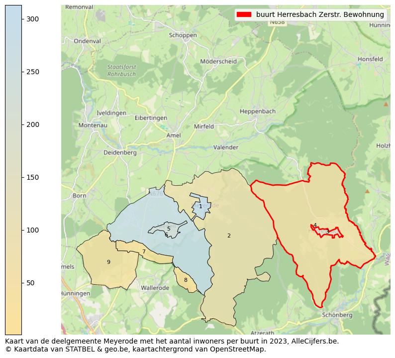 Aantal inwoners op de kaart van de buurt Herresbach Zerstr. Bewohnung: Op deze pagina vind je veel informatie over inwoners (zoals de verdeling naar leeftijdsgroepen, gezinssamenstelling, geslacht, autochtoon of Belgisch met een immigratie achtergrond,...), woningen (aantallen, types, prijs ontwikkeling, gebruik, type eigendom,...) en méér (autobezit, energieverbruik,...)  op basis van open data van STATBEL en diverse andere bronnen!