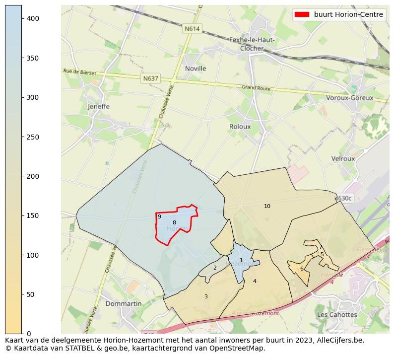 Aantal inwoners op de kaart van de buurt Horion-Centre: Op deze pagina vind je veel informatie over inwoners (zoals de verdeling naar leeftijdsgroepen, gezinssamenstelling, geslacht, autochtoon of Belgisch met een immigratie achtergrond,...), woningen (aantallen, types, prijs ontwikkeling, gebruik, type eigendom,...) en méér (autobezit, energieverbruik,...)  op basis van open data van STATBEL en diverse andere bronnen!