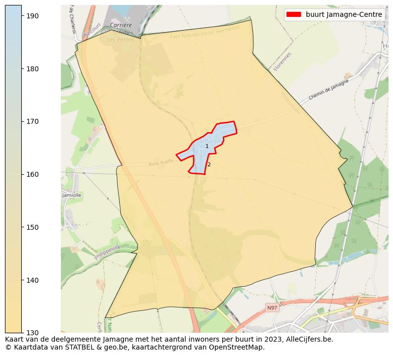 Aantal inwoners op de kaart van de buurt Jamagne-Centre: Op deze pagina vind je veel informatie over inwoners (zoals de verdeling naar leeftijdsgroepen, gezinssamenstelling, geslacht, autochtoon of Belgisch met een immigratie achtergrond,...), woningen (aantallen, types, prijs ontwikkeling, gebruik, type eigendom,...) en méér (autobezit, energieverbruik,...)  op basis van open data van STATBEL en diverse andere bronnen!