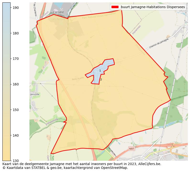 Aantal inwoners op de kaart van de buurt Jamagne-Habitations Dispersees: Op deze pagina vind je veel informatie over inwoners (zoals de verdeling naar leeftijdsgroepen, gezinssamenstelling, geslacht, autochtoon of Belgisch met een immigratie achtergrond,...), woningen (aantallen, types, prijs ontwikkeling, gebruik, type eigendom,...) en méér (autobezit, energieverbruik,...)  op basis van open data van STATBEL en diverse andere bronnen!