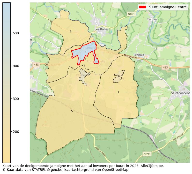 Aantal inwoners op de kaart van de buurt Jamoigne-Centre: Op deze pagina vind je veel informatie over inwoners (zoals de verdeling naar leeftijdsgroepen, gezinssamenstelling, geslacht, autochtoon of Belgisch met een immigratie achtergrond,...), woningen (aantallen, types, prijs ontwikkeling, gebruik, type eigendom,...) en méér (autobezit, energieverbruik,...)  op basis van open data van STATBEL en diverse andere bronnen!