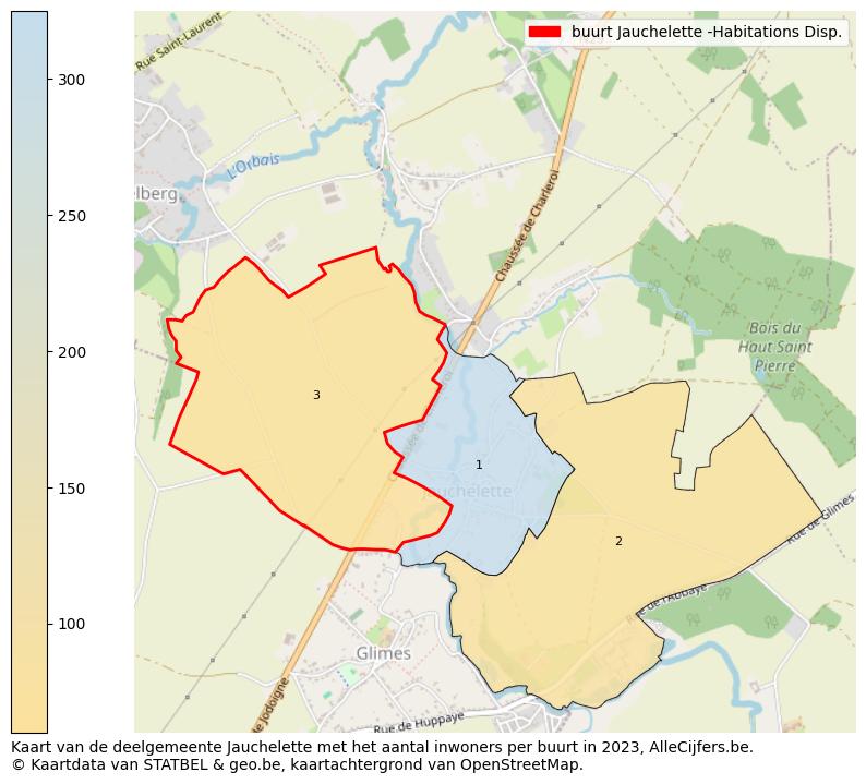 Aantal inwoners op de kaart van de buurt Jauchelette -Habitations Disp.: Op deze pagina vind je veel informatie over inwoners (zoals de verdeling naar leeftijdsgroepen, gezinssamenstelling, geslacht, autochtoon of Belgisch met een immigratie achtergrond,...), woningen (aantallen, types, prijs ontwikkeling, gebruik, type eigendom,...) en méér (autobezit, energieverbruik,...)  op basis van open data van STATBEL en diverse andere bronnen!