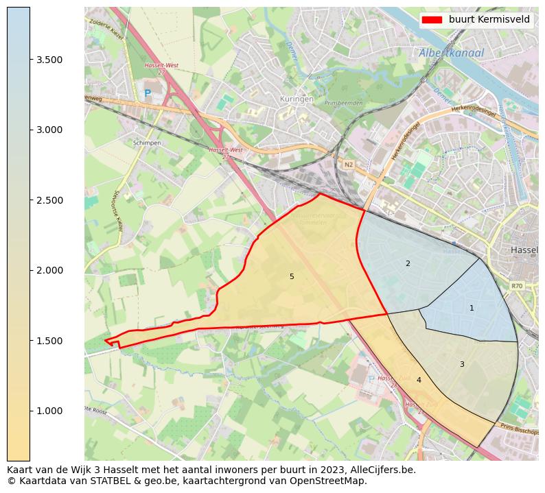 Aantal inwoners op de kaart van de buurt Kermisveld: Op deze pagina vind je veel informatie over inwoners (zoals de verdeling naar leeftijdsgroepen, gezinssamenstelling, geslacht, autochtoon of Belgisch met een immigratie achtergrond,...), woningen (aantallen, types, prijs ontwikkeling, gebruik, type eigendom,...) en méér (autobezit, energieverbruik,...)  op basis van open data van STATBEL en diverse andere bronnen!