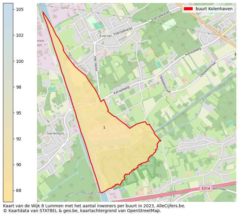 Aantal inwoners op de kaart van de buurt Kolenhaven: Op deze pagina vind je veel informatie over inwoners (zoals de verdeling naar leeftijdsgroepen, gezinssamenstelling, geslacht, autochtoon of Belgisch met een immigratie achtergrond,...), woningen (aantallen, types, prijs ontwikkeling, gebruik, type eigendom,...) en méér (autobezit, energieverbruik,...)  op basis van open data van STATBEL en diverse andere bronnen!