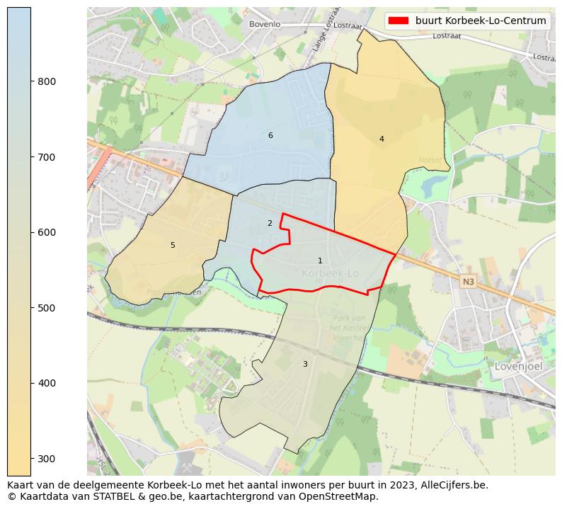 Aantal inwoners op de kaart van de buurt Korbeek-Lo-Centrum: Op deze pagina vind je veel informatie over inwoners (zoals de verdeling naar leeftijdsgroepen, gezinssamenstelling, geslacht, autochtoon of Belgisch met een immigratie achtergrond,...), woningen (aantallen, types, prijs ontwikkeling, gebruik, type eigendom,...) en méér (autobezit, energieverbruik,...)  op basis van open data van STATBEL en diverse andere bronnen!