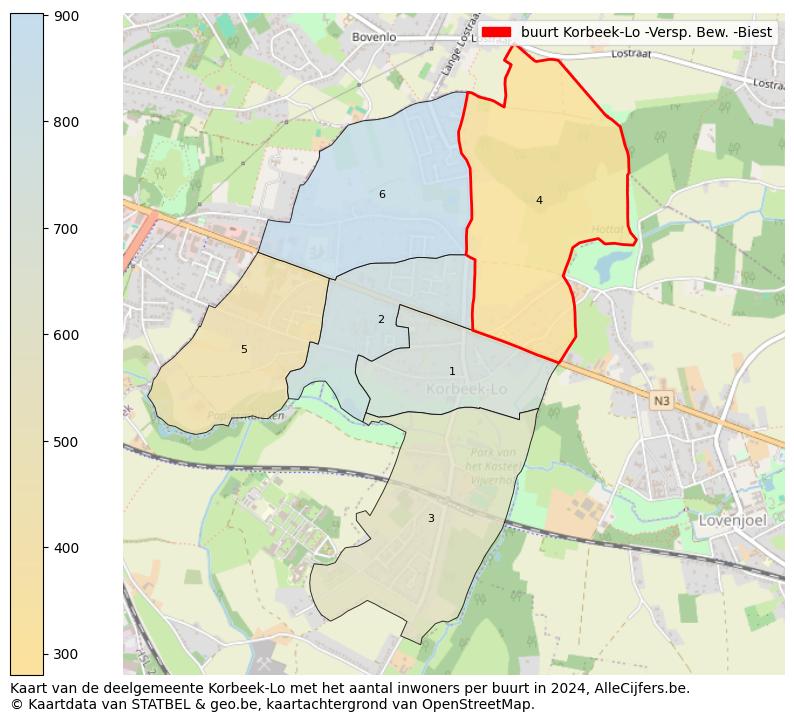 Aantal inwoners op de kaart van de buurt Korbeek-Lo -Versp. Bew. -Biest: Op deze pagina vind je veel informatie over inwoners (zoals de verdeling naar leeftijdsgroepen, gezinssamenstelling, geslacht, autochtoon of Belgisch met een immigratie achtergrond,...), woningen (aantallen, types, prijs ontwikkeling, gebruik, type eigendom,...) en méér (autobezit, energieverbruik,...)  op basis van open data van STATBEL en diverse andere bronnen!