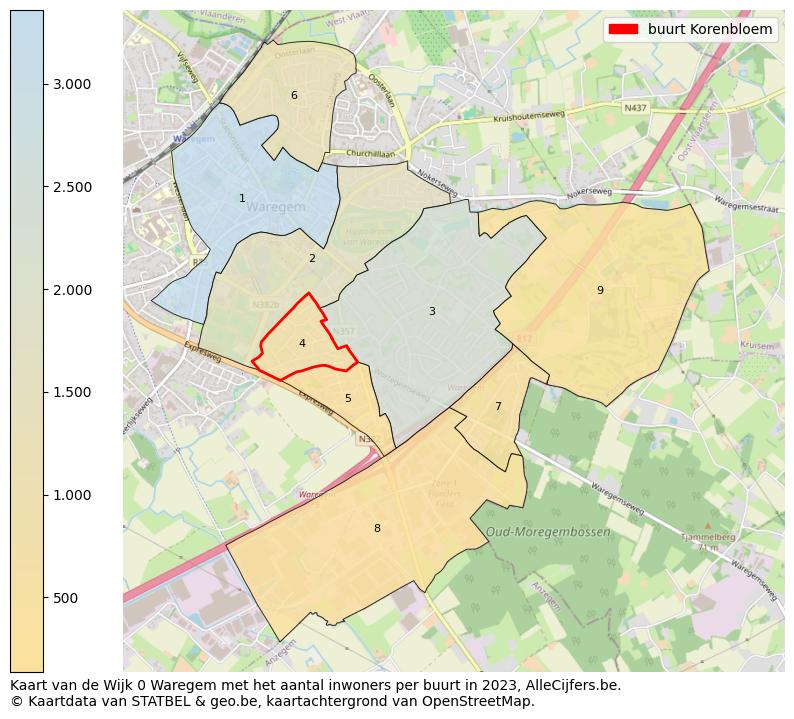 Aantal inwoners op de kaart van de buurt Korenbloem: Op deze pagina vind je veel informatie over inwoners (zoals de verdeling naar leeftijdsgroepen, gezinssamenstelling, geslacht, autochtoon of Belgisch met een immigratie achtergrond,...), woningen (aantallen, types, prijs ontwikkeling, gebruik, type eigendom,...) en méér (autobezit, energieverbruik,...)  op basis van open data van STATBEL en diverse andere bronnen!