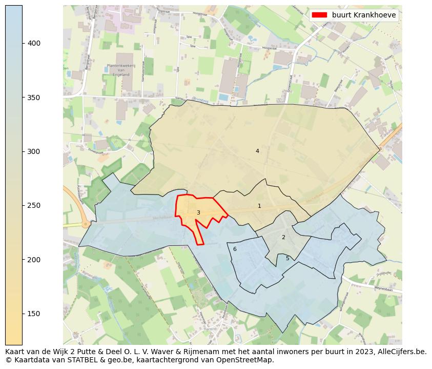 Aantal inwoners op de kaart van de buurt Krankhoeve: Op deze pagina vind je veel informatie over inwoners (zoals de verdeling naar leeftijdsgroepen, gezinssamenstelling, geslacht, autochtoon of Belgisch met een immigratie achtergrond,...), woningen (aantallen, types, prijs ontwikkeling, gebruik, type eigendom,...) en méér (autobezit, energieverbruik,...)  op basis van open data van STATBEL en diverse andere bronnen!